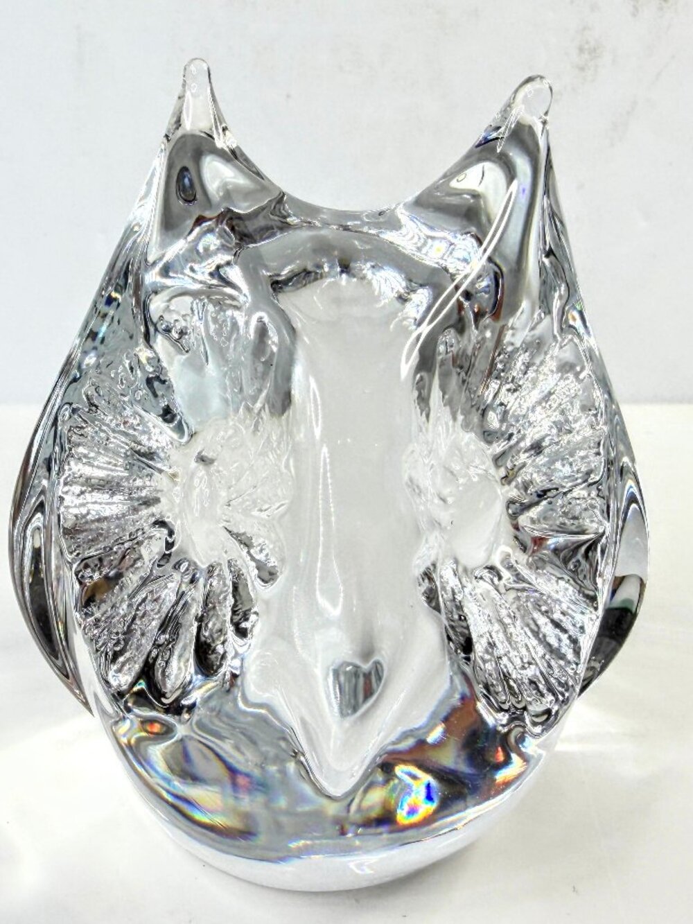 Vintage Daum France Clear Crystal Owl Figurine Paperweight A1045